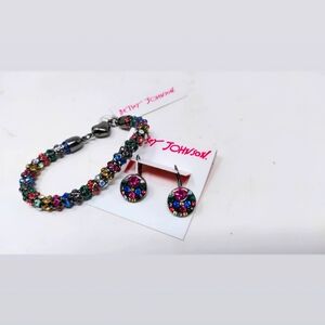 Betsey Johnson Swavorski Crystal Beaded Bracelet Earring Bundle